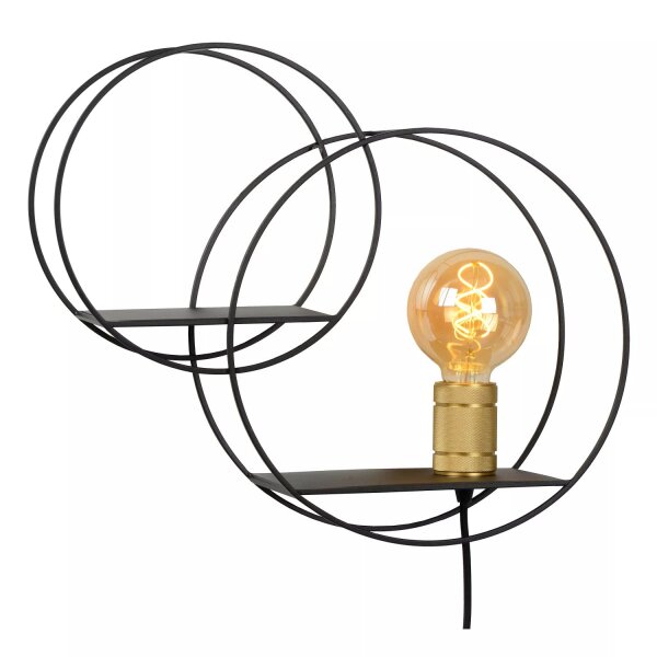 Wandleuchte Metall Schwarz L:43 cm E27 Kabel Schalter