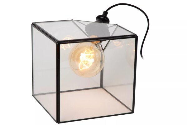 Dekorative Tischleuchte Glas Schwarz B:20 cm E27 Würfel