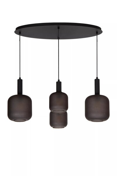 Pendelleuchte Rauchglas Schwarz L:93 cm E27 4-flammig