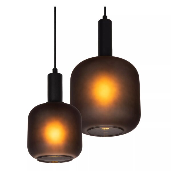 Pendelleuchte Rauchglas Schwarz L:93 cm E27 4-flammig