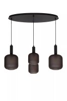 Pendelleuchte Rauchglas Schwarz L:93 cm E27 4-flammig