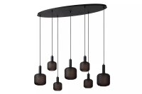 Pendelleuchte Rauchglas Schwarz L:150 cm E27 7-flammig