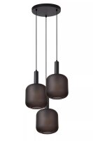 Pendelleuchte Rauchglas Schwarz L:40 cm E27 4-flammig