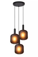 Pendelleuchte Rauchglas Schwarz L:40 cm E27 4-flammig