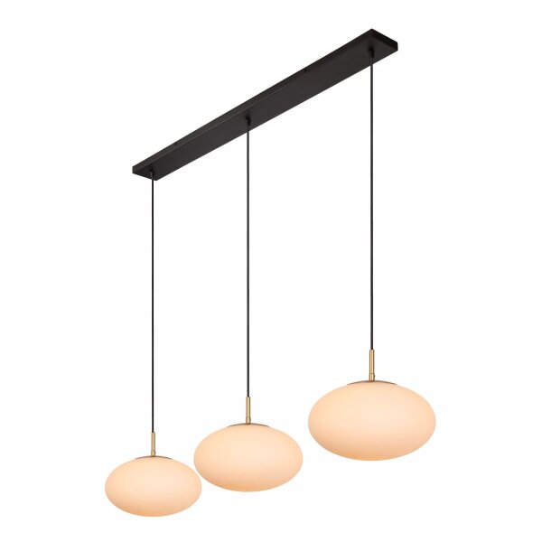 Lange Hängelampe Metall Glas 130 cm 3-flammig blendarm