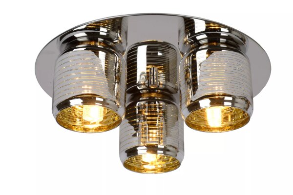Deckenlampe Glas Metall 3-flammig Chrom Gold L:38 cm G9