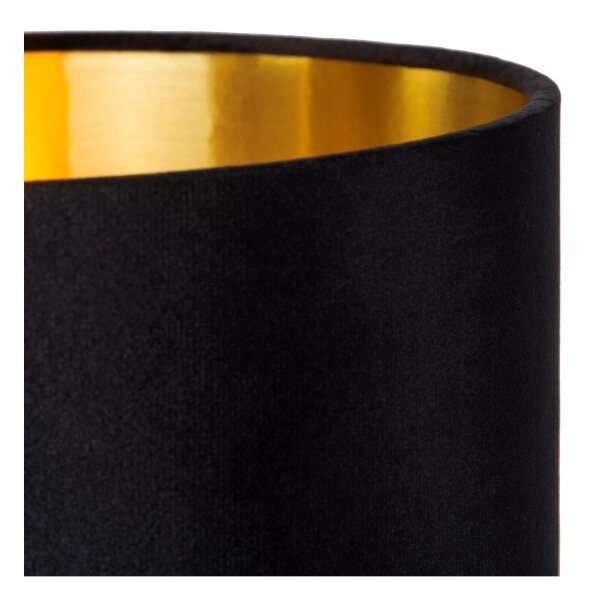 Tischlampe Stoff Glas Schwarz Gold 46,5 cm E14 blendarm