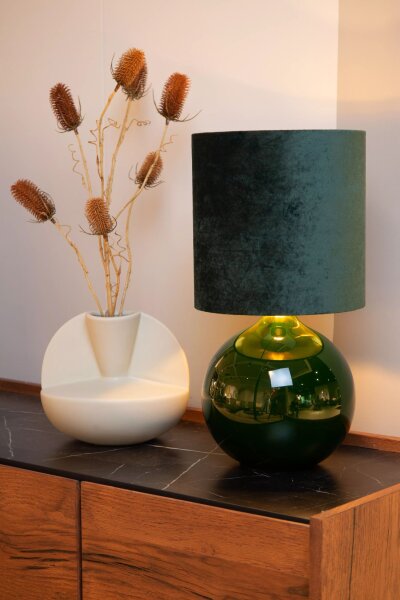 Tischlampe Stoff Glas Grün Gold 47 cm E14 blendarm