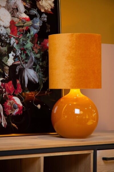 Tischlampe Stoff Glas Ockergelb Gold 47 cm E14 blendarm