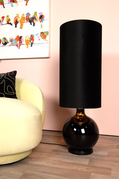 Gemütliche Stehlampe Stoff Glas Schwarz 100 cm E27