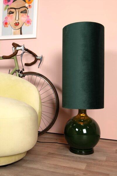 Gemütliche Stehlampe Stoff Glas Grün 100 cm E27