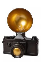 Kleine Tischlampe Vintage Schwarz Gold 30 cm E14 Kamera