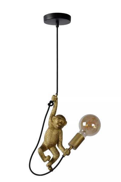 Dekorative Hängelampe Gold Schwarz Affe E27 L:17,6 cm