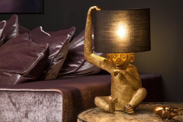 Tischlampe Stoffschirm Schwarz Gold 45 cm E14 gemütlich