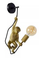 Wandleuchte Schwarz Gold Affe T:17,6 cm E27 Modern