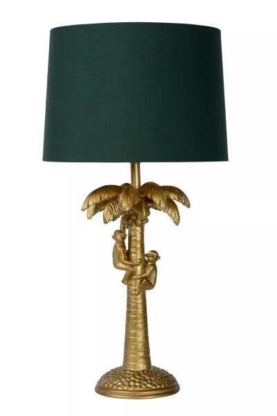 Tischlampe Stoff Grün Gold Affen Palme 57,5 cm E27