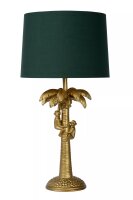 Tischlampe Stoff Grün Gold Affen Palme 57,5 cm E27