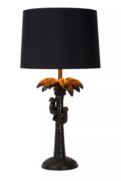 Tischlampe Stoff Schwarz Affen Palme 57,5 cm groß E27