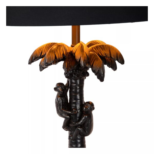 Tischlampe Stoff Schwarz Affen Palme 57,5 cm groß E27