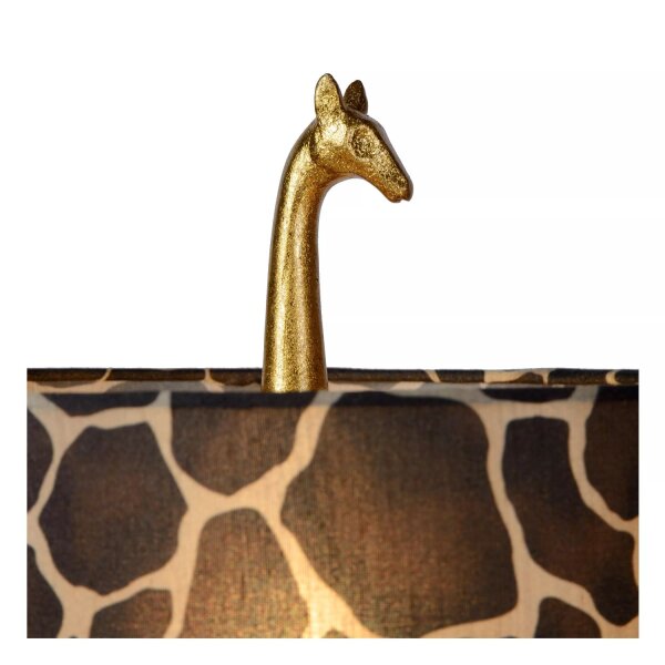 Stoff Tischleuchte Giraffe Gold Braun E27 60,5 cm groß