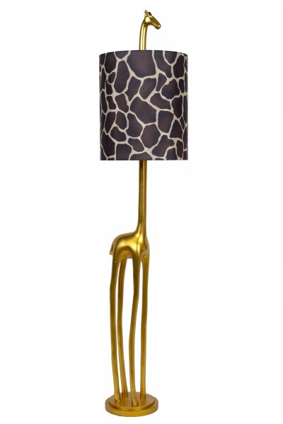 Stoff Stehleuchte Giraffe Gold Braun E27 160 cm groß