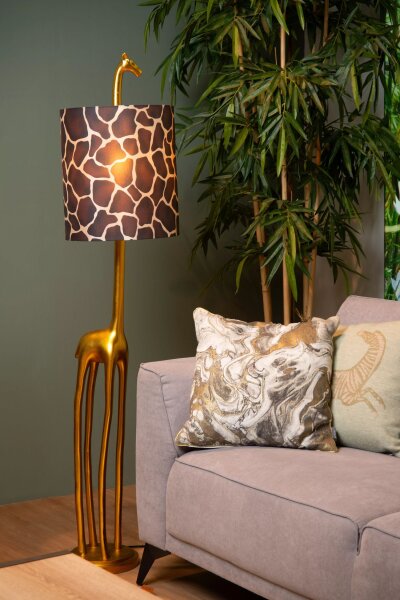 Stoff Stehleuchte Giraffe Gold Braun E27 160 cm groß