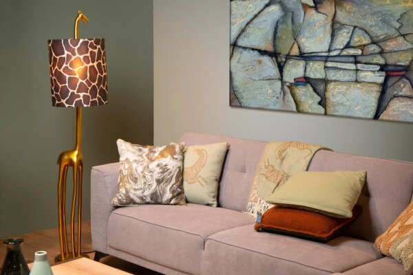 Stoff Stehleuchte Giraffe Gold Braun E27 160 cm groß