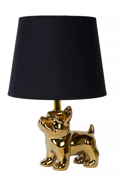 Porzellan Tischleuchte Gold Stoff 31,5 cm E14 blendarm