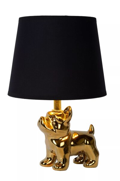 Porzellan Tischleuchte Gold Stoff 31,5 cm E14 blendarm