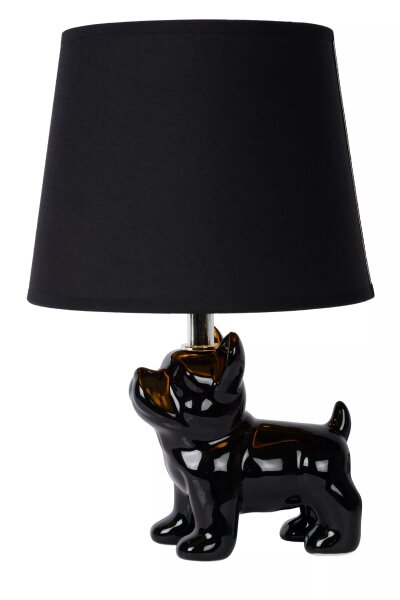 Porzellan Tischleuchte Schwarz Stoff 31,5 cm E14 Modern