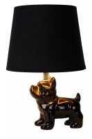 Porzellan Tischleuchte Schwarz Stoff 31,5 cm E14 Modern