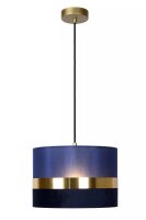 Stilvolle Pendelleuchte Stoff Blau Gold E27 Ø30 cm...