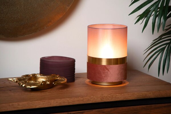 Elegante Tischlampe Stoff Pink Gold E14 22 cm Vintage