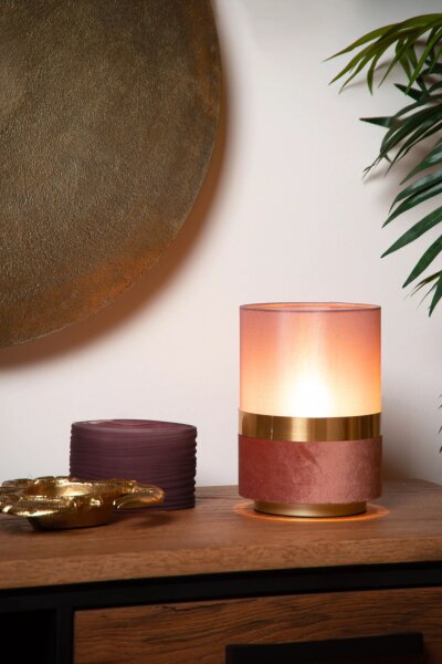 Elegante Tischlampe Stoff Pink Gold E14 22 cm Vintage