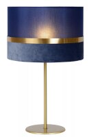 Tischlampe Stoffschirm Blau Gold 50 cm E14 blendarm