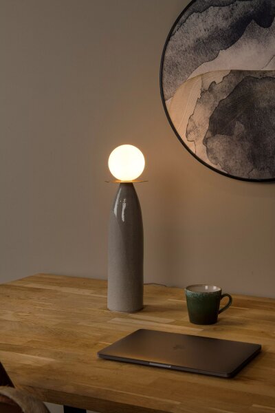 Tischlampe Porzellan Glas Grau Weiß 45 cm G9 blendarm
