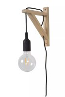 Wandlampe Holz T:19 cm Kabel Stecker E27 Retro Design
