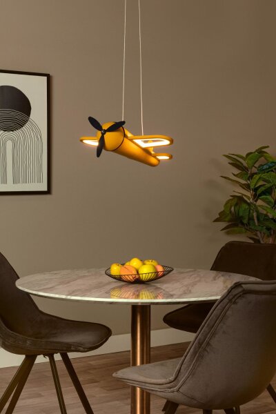 LED Hängelampe Kinder Flugzeug Gelb 46,5 cm lang 2500 K