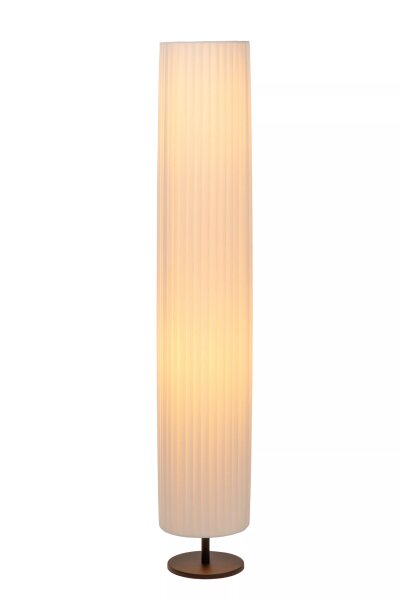 Runde Stehleuchte Stoffschirm Weiß E27 120 cm 2-flammig