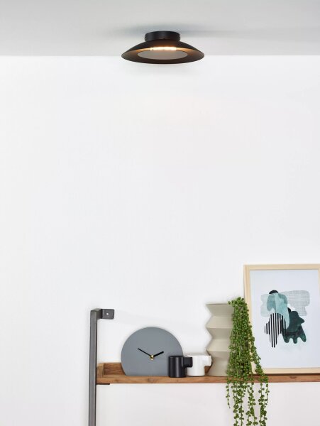 LED Deckenleuchte Metall Schwarz Ø21 cm rund 2700 K