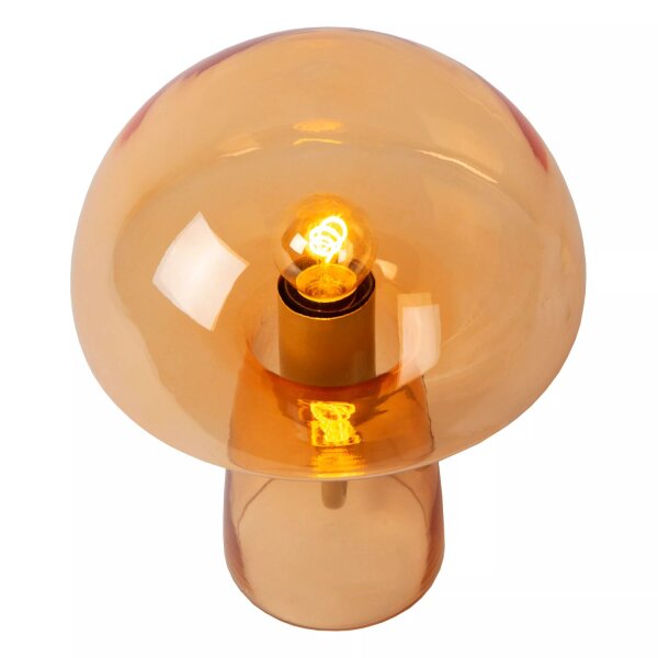 Pilz Tischlampe Glas Orange 28 cm klein E27 Retro