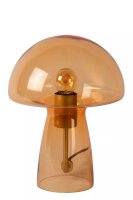 Pilz Tischlampe Glas Orange 28 cm klein E27 Retro