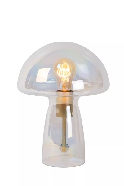 Pilz Tischlampe Glas Klar 28 cm klein E27 Retro Design