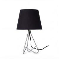 Tischleuchte Stoff Schwarz Chrom E14 H:30 cm blendarm