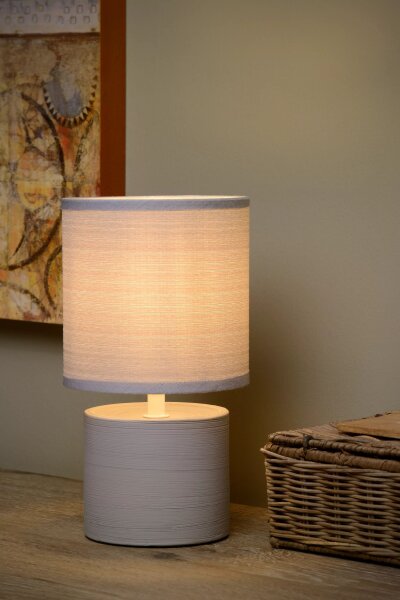 Blendarme Tischlampe Keramik Stoff Grau E14 26 cm klein