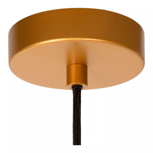 Pendelleuchte Glas Stoff Beige Ø24 cm E27 Doppelschirm