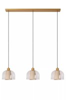 Pendelleuchte Glas Stoff Beige L:122 cm E27 3-flammig