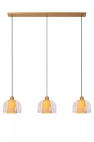 Pendelleuchte Glas Stoff Beige L:122 cm E27 3-flammig