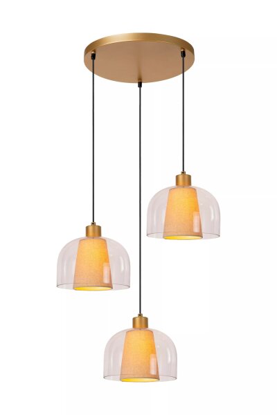Pendelleuchte Glas Stoff Beige B:46,5 cm E27 3-flammig
