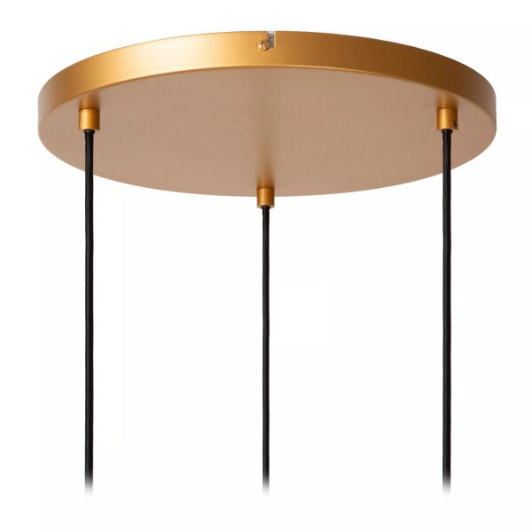 Pendelleuchte Glas Stoff Beige B:46,5 cm E27 3-flammig